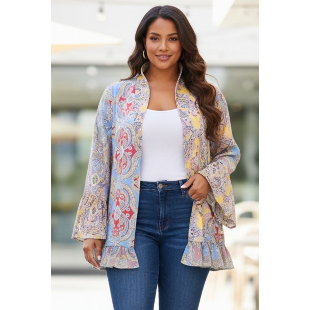 Cato Paisley Print Open Front Kimono Multicolor Size 22/24W